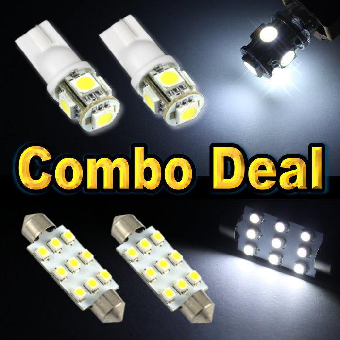4pcs white led lights for map t10 + dome 1.72" 42mm #9