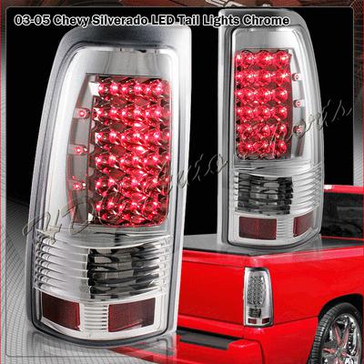 03-06 gmc/chevy sierra/silverado led chrome housing clear lens tail light lamps