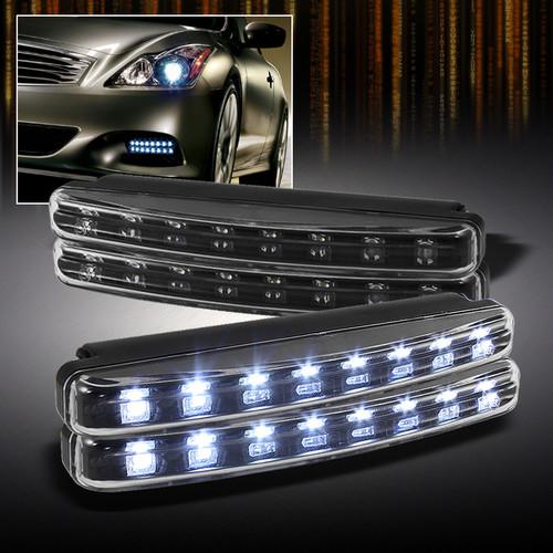 2x black 7000k 8 super white 12v led bumper fog light drl daytime running lamps