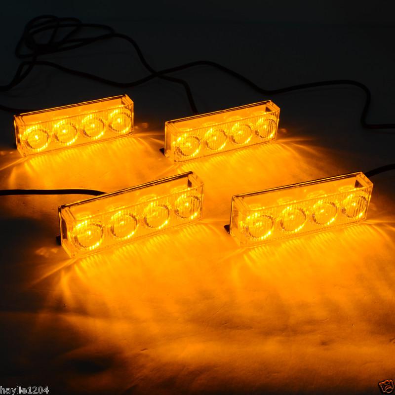 4x4 led emergency warning car vehicle strobe flash amber light lamp car vehicle 