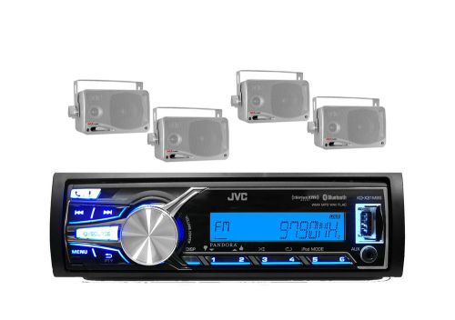 Kd-x31mbs marine boat bluetooth ipod iphone input radio stereo 4 silver speakers