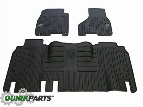 2013-2016 dodge ram mega cab front &amp; rear rubber slush mats black oem new mopar