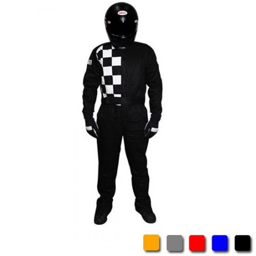 Finishline two layer sfi-5 fire retardant racing suit, black, us size medium