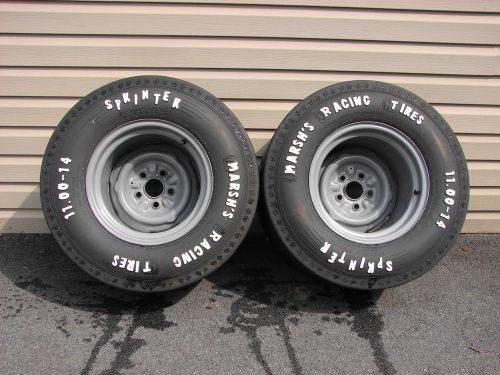 Nos vintage marsh&#039;s drag racing tires &amp; wheels 14x10.5 gasser ford mopar amc