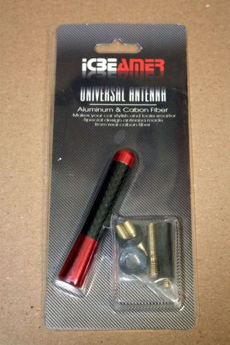 Icbeamer 3 inch / 76 mm red short universal antenna carbon fi xc2988