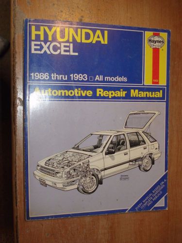 1986-1993 hyundai excel service manual shop book haynes repair 92 91 90 89 88 87