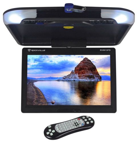 Rockville rvm13fd-bk 13 tft black flip down car monitor w/ usb/sd/video games