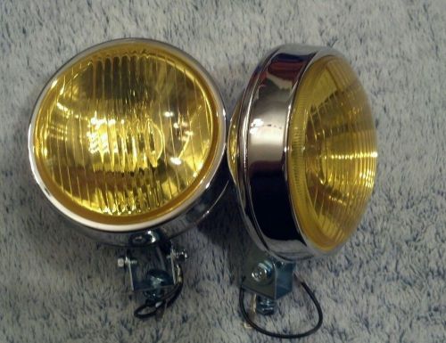 2 bmw e30 e28 2002ti1600 round glass chrome bumper mount fog lights yellow pair