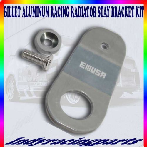 Billet aluminum grey radiator stay bracket kit 96-00 civic ek 00-09 s2000 ap1