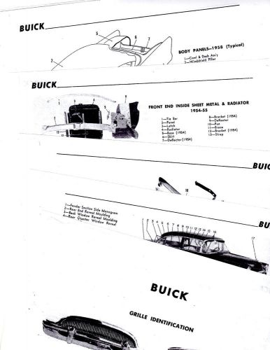 1954 1955 1956 1957 1958 buick body parts list frame diagrams crash sheets mre