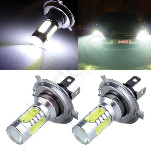 2x xenon white h4 hb2 9003 60w 1200lm cob projector led driving light bulbs lamp