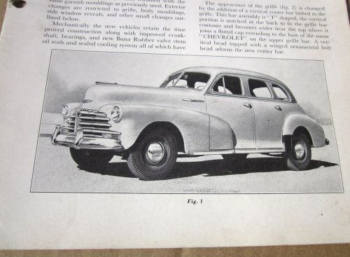 1948 chevrolet bulletin, new car,truck, features , refinments for 1948, original