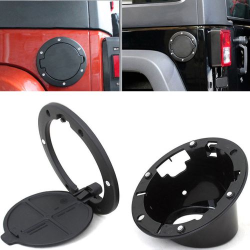 Aluminum abs fuel filler gas cap cover trims door for wrangler jk 2/4 door 07-15