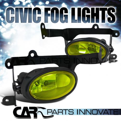 For 06-08 honda civic 2dr coupe yellow fog lights driving lamp w/ switch