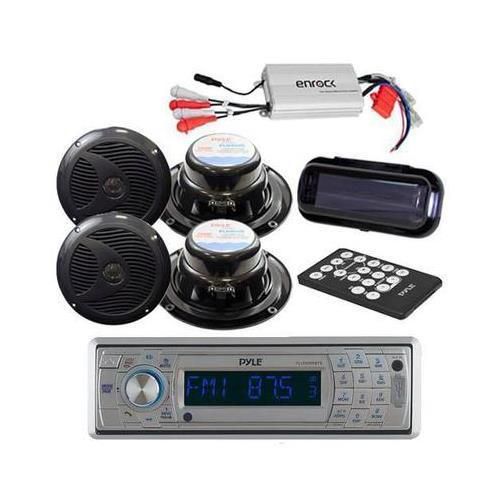 New marine boat cd sd usb player +wireless bluetooth 800w amp /cover +4 speakers