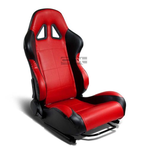 2 x red/black pvc leather sports racing seats+universal sliders passenger side