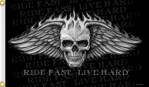 Motorcycle skull wings (3&#039; x 5&#039;) motorcycle flag