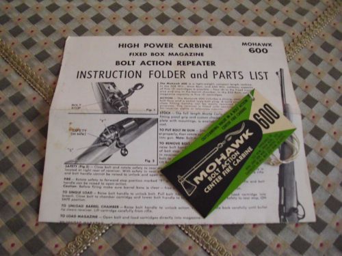 Mohwak 600 instruction folder &amp; parts list with hangtag