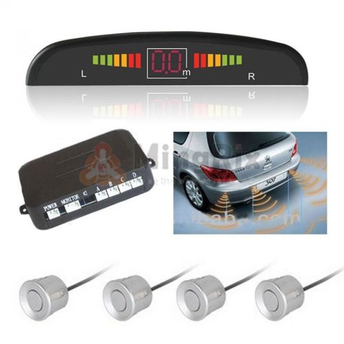 Reversing parking sensor car vehicle 4 sensors audio buzzer alarm system silver