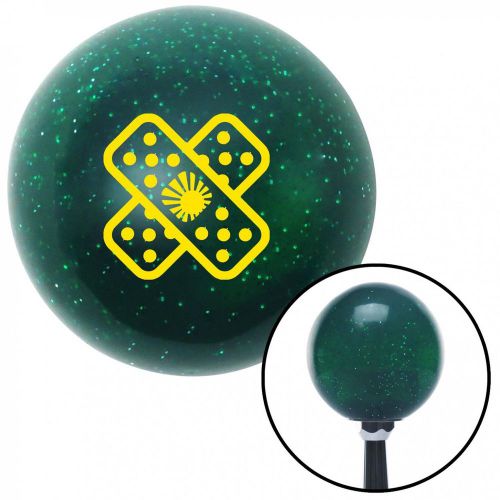 Yellow jdm band-aid green metal flake shift knob with 16mm x 1.5