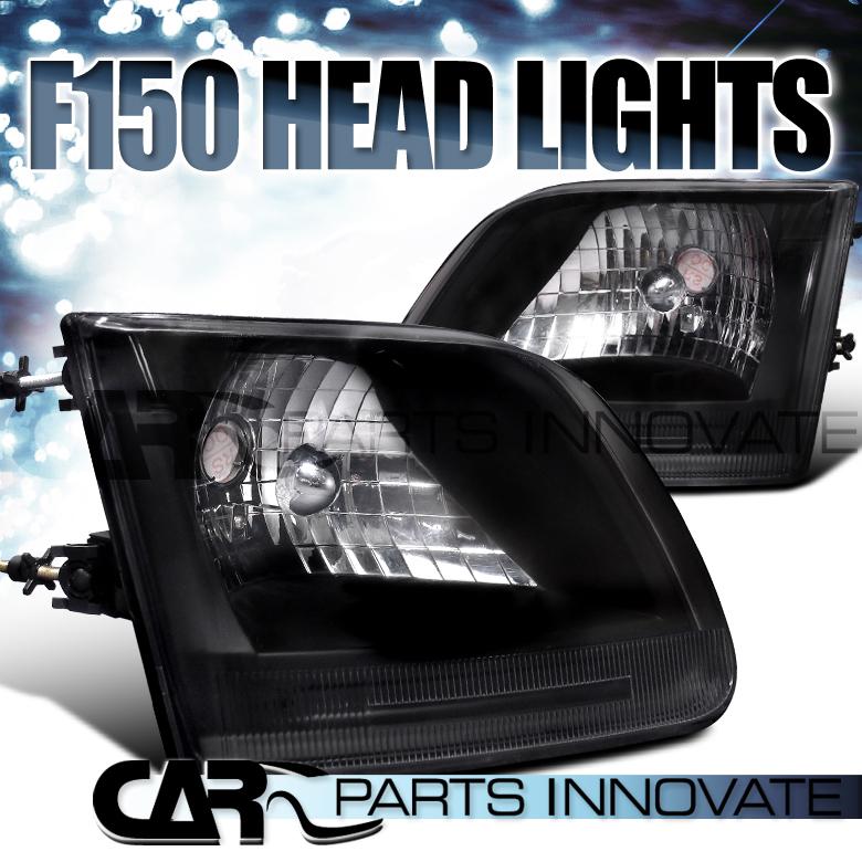 Ford 97-03 f150 expedition crystal diamond headlight lamps black