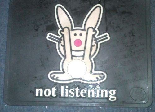 2 pc happy bunny car mat rubber floor mats not listening ! rebellious teen ya