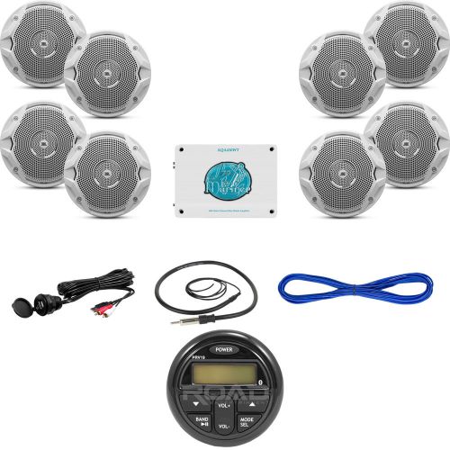 Prv19 bluetooth marine radio/interface, 4800w amp, 6.5&#034; speakers, wires, antenna