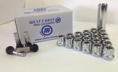 1/2&#034; open chrome spline drive lug nuts 20 lug kit new set w56012sto west coast