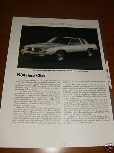 ★★1984 hurst/olds specs info photo 84 cutlass h/o 307 83 oldsmobile★★