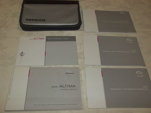 2006 nissan altima owner&#039;s manual 6/pc set + gray &amp; black nissan zippered case,,