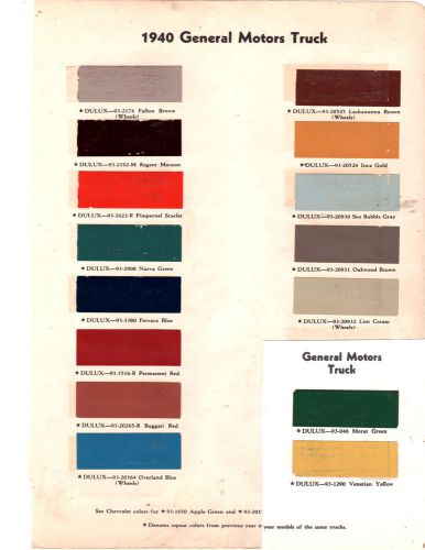 1936 1937 1938 1939 1940 1941 1942 1946 1947 - 1953 gmc truck paint chips dupont