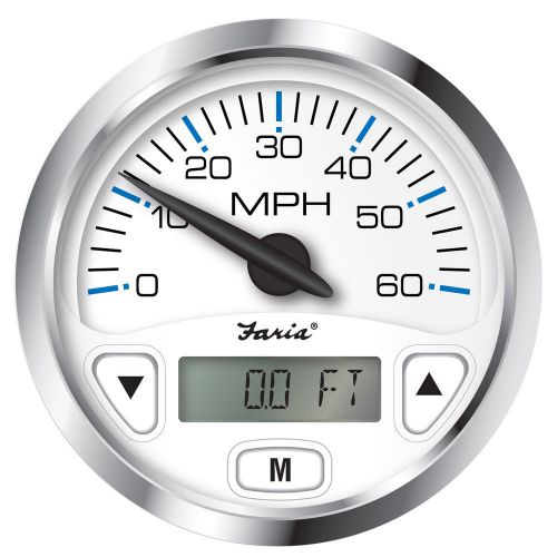 Faria chesapeake white ss 4&#034; gps speedometer w/digital depth display mfg# kt0187