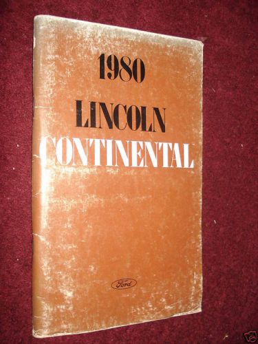 1980 lincoln continental owner&#039;s manual / original!