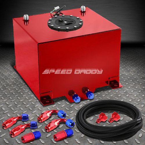 8 gallon red aluminum fuel cell gas tank+cap+level sender+nylon fuel line kit