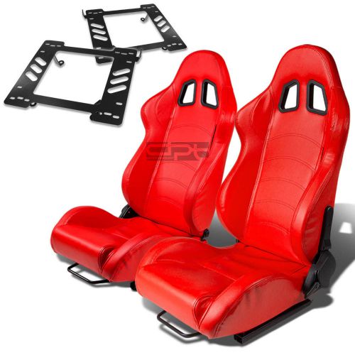 Type-1 racing seat red pvc+silder/rail+for 97-06 wrangler tj suv bracket x2