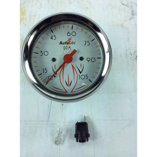 Tachometer gauge white face black print 3 1/8 chrome trim diy install no reserve