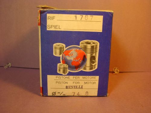 Vtg nos benelli piston kit_74.8 mm_# 1787_measurements_genuine part_asso_ italy