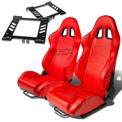 Type-1 racing seat red pvc+silder/rail+for 99-05 vw golf mk4/jetta bracket x2