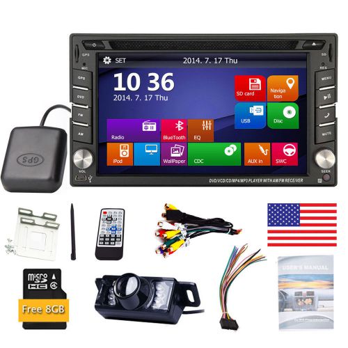 Gps nav stereo double 2 din car in deck dvd player radio bluetooth ipod+camera