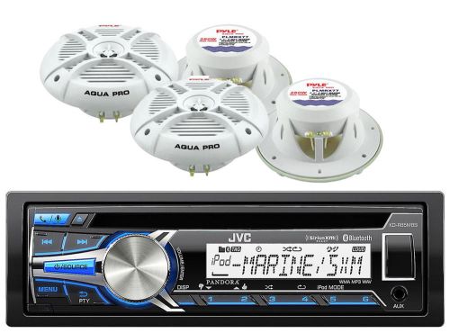 4 marine 7.7&#034; 2way white speaker set, jvc marine bluetooth usb cd aux receiver