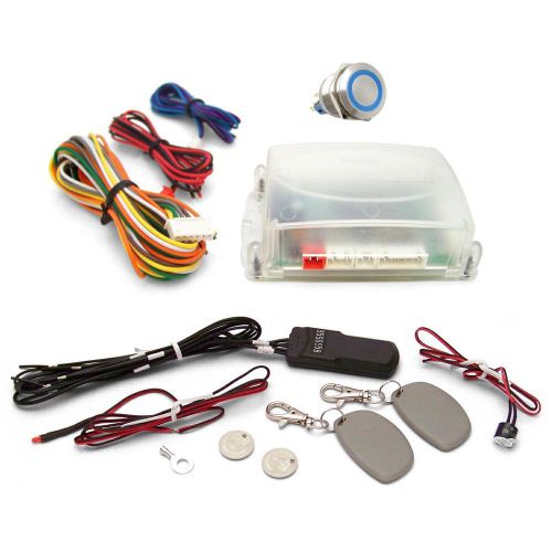 One touch engine start kit with rfid - blue illuminated button