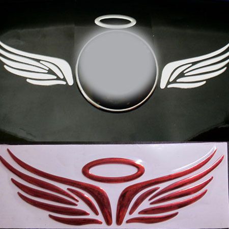 Candy red 3d crystal angel wing emblem badge sticker diy car truck logo decal