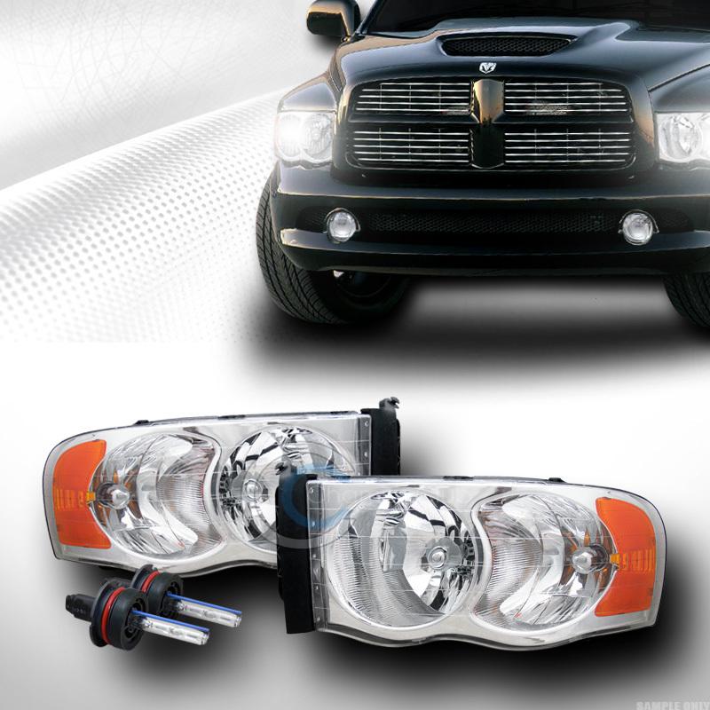 6000k hid xenon euro chrome head lights signal amber lamp 02-05 dodge ram pickup