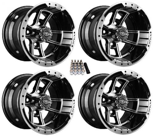 Madjax 10&#034; apex machined/black golf cart wheels/rims (3+4) ez-go &amp; club car