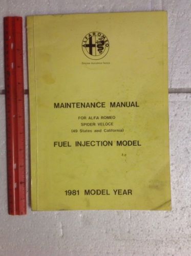 Org. 1981 alfa romeo maintenance manual fuel injected models