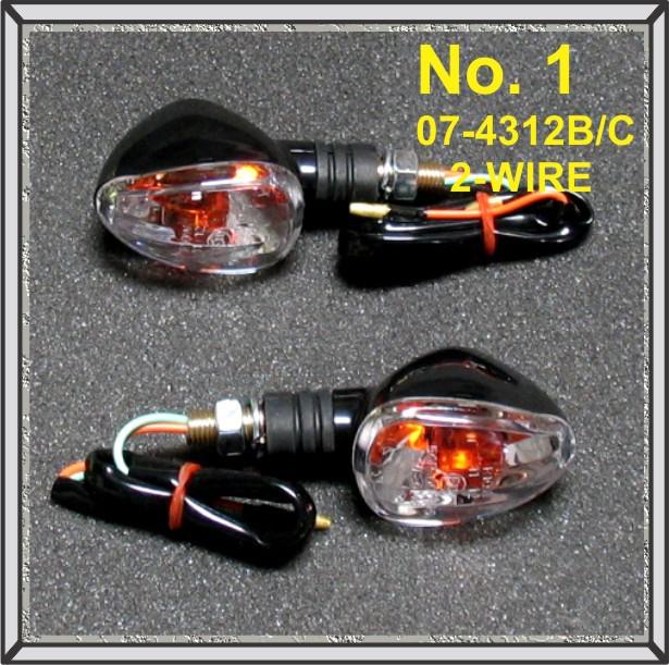 Targa motorcycle turn signals oval shape black body clear lens 1 - pair