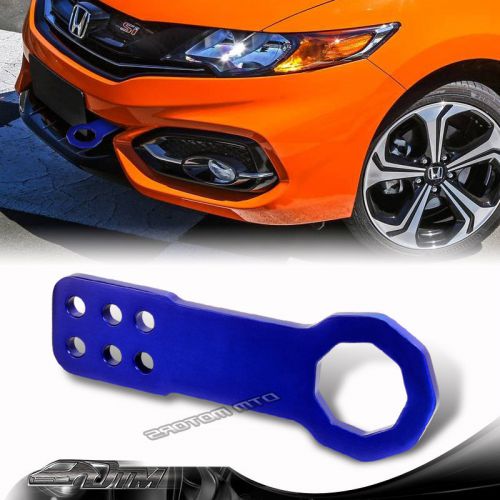 2&#034; jdm anodized cnc billet aluminum blue front bumper racing tow hook for chevy