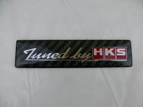 Tunned by hks real carbon fiber decal logo emblem badge adhesive black