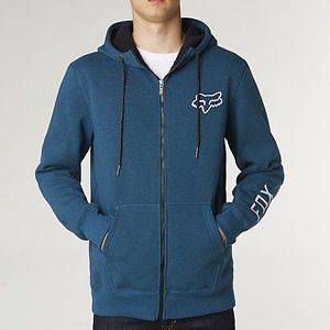 Fox racing bond mens sherpa zip up hoody blue steel