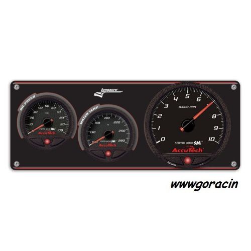 Longacre smi stepper op,wt gauges with memory tach with black aluminum panel  11